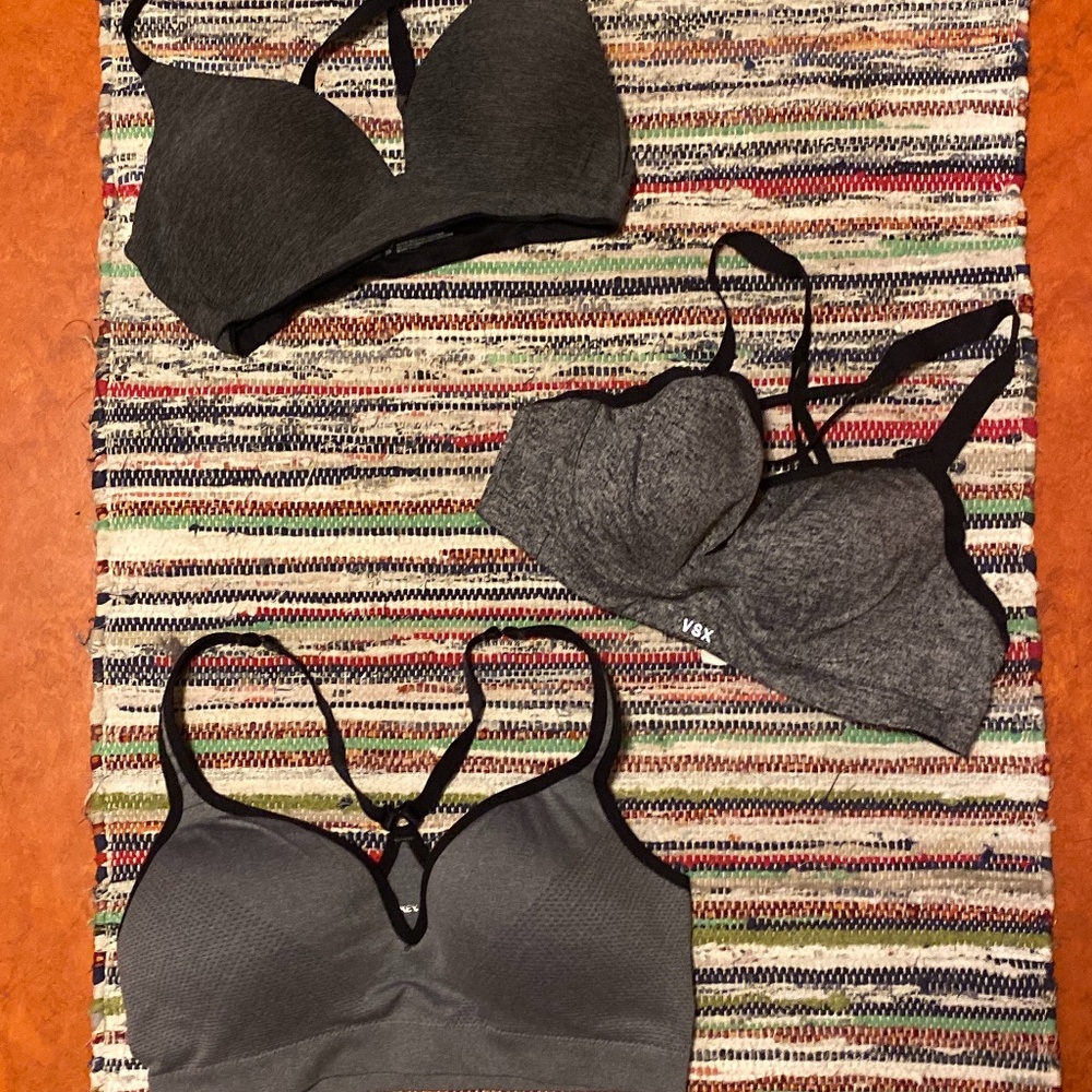 2 sports bras and a regular bra ($13 each)
